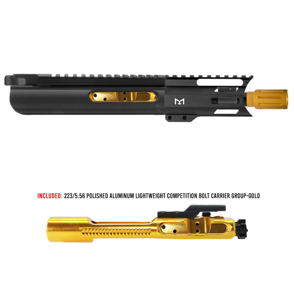 AR-15 5.56 NATO 5'' PISTOL- FORGED UPPER WITH 4'' KEYMOD HANDGUARD- SLICK SLIDE-INCLUDEG GOLD BCG- UPPER ASSEMBLY